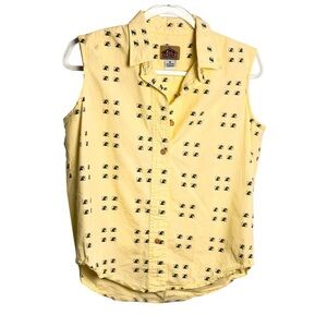 Barn fly vintage western horse print sleeveless yellow top cotton size S